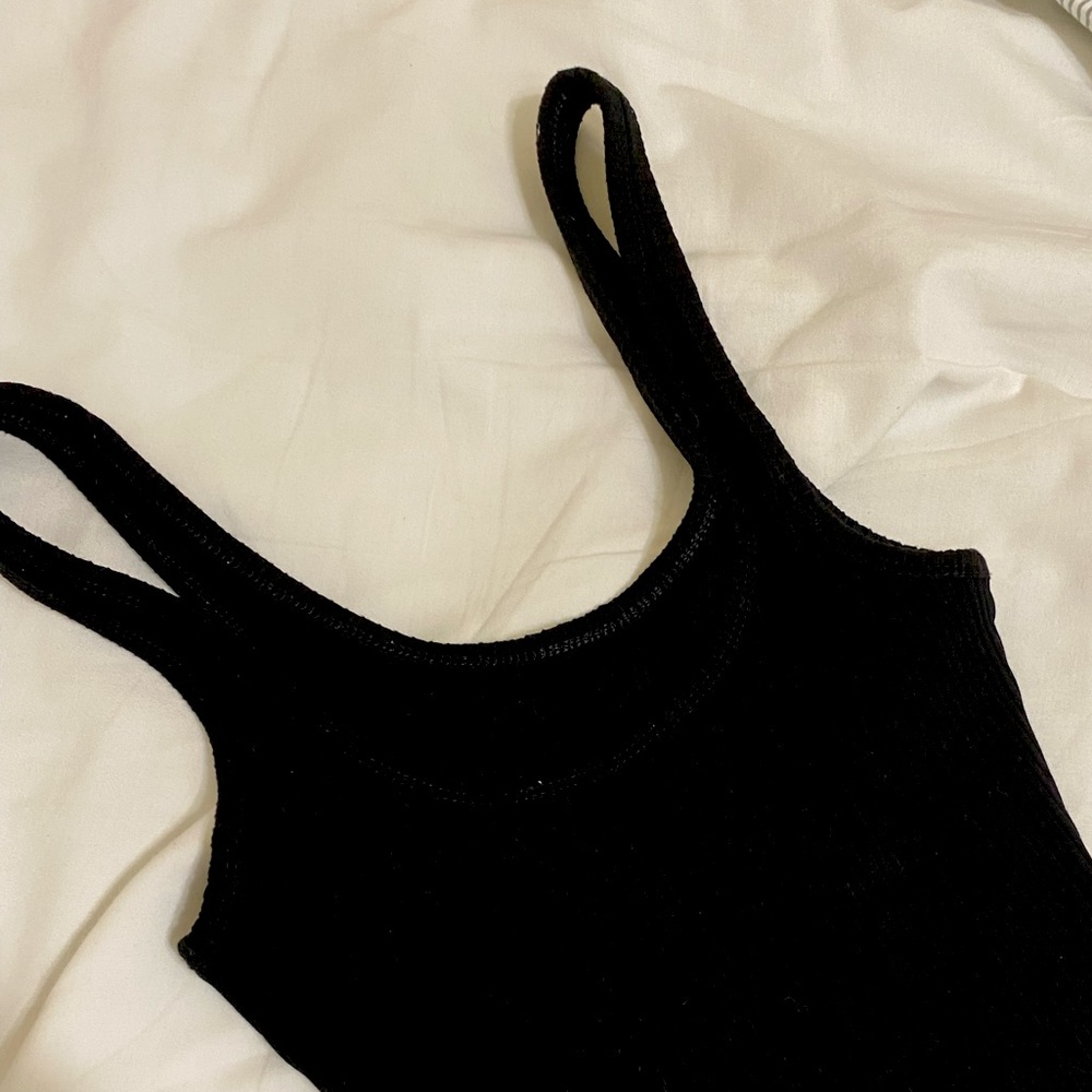 ARITZIA WILFRED FREE BLACK RIBBED BODYSUIT THONG